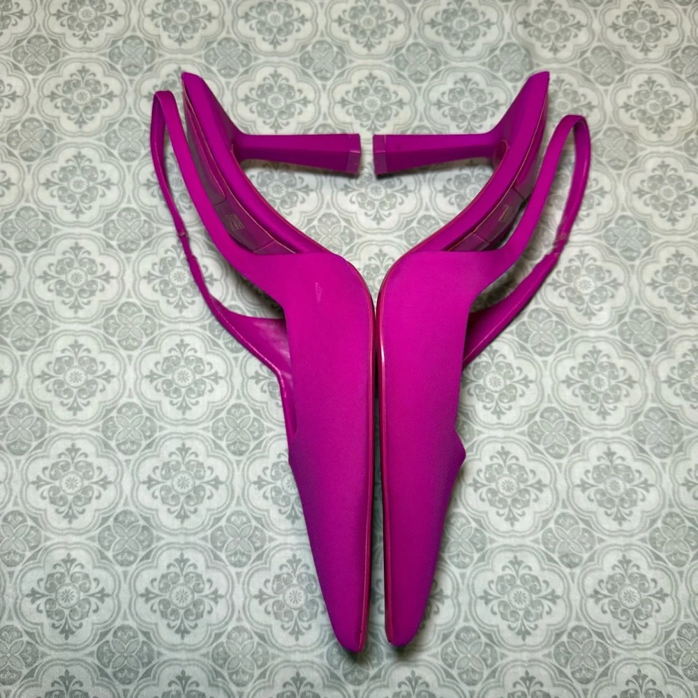 Zara Fuchsia Fabric High-Heel Slingback Court Shoes. Size 37/6.5